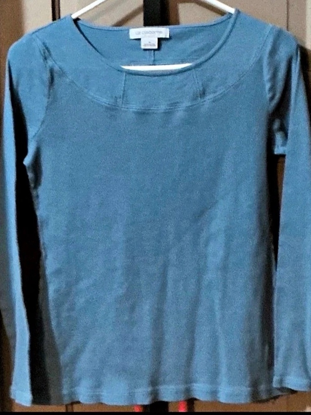 (97) Liz Claiborne Long Sleeve Cotton Top in Blue Size Medium